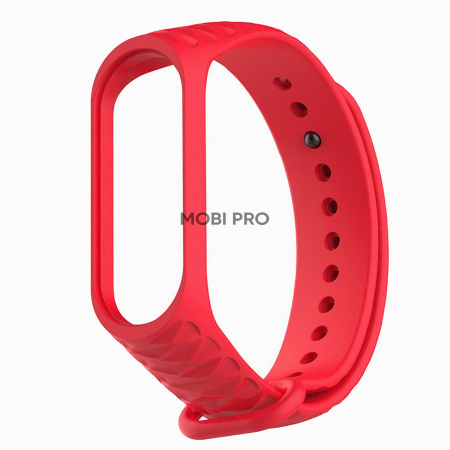 Ремешок - для "Xiaomi Mi Band 3/Mi Band 4" силиконовый Рельеф (red)