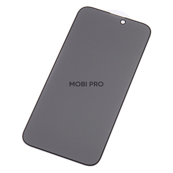 Защитное стекло "Антишпион" для iPhone 16 Plus Черный (Закалённое, полное покрытие)