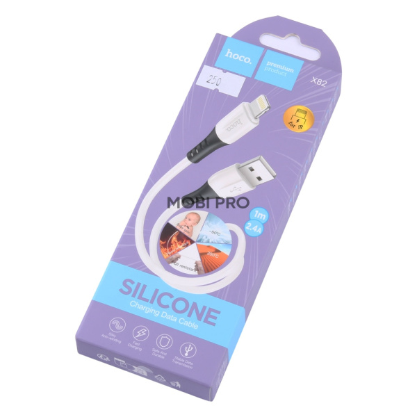 Кабель USB - Lightning (для iPhone) Hoco X82 (2.4А, силикон, термостойкий) Белый