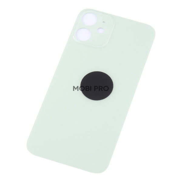 Задняя крышка для iPhone 12 mini Зеленый (стекло, широкий вырез под камеру, логотип) - Премиум