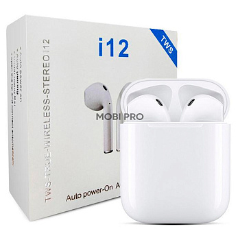 Беспроводные наушники Bluetooth i12 (TWS, вкладыши) Белый Беспроводные наушники Bluetooth i12 (TWS, вкладыши) Белый