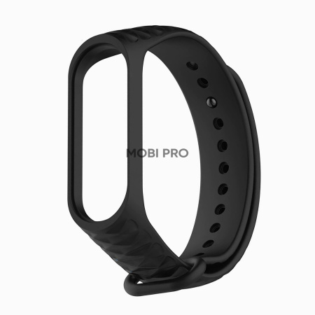 Ремешок - для "Xiaomi Mi Band 3/Mi Band 4" силиконовый Рельеф (black)