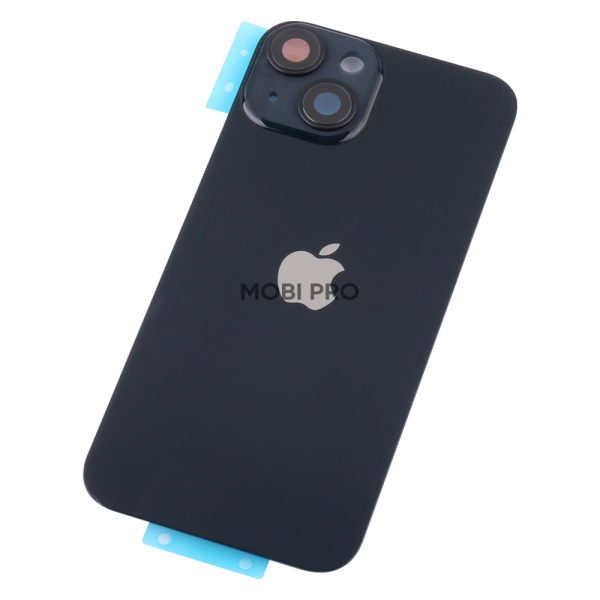 Задняя крышка для iPhone 14 (A2883) в сборе со стеклом камеры Черный (стекло, монолит, MagSafe, логотип) - Премиум Задняя крышка для iPhone 14 (A2883) в сборе со стеклом камеры Черный (стекло, монолит, MagSafe, логотип) - Премиум