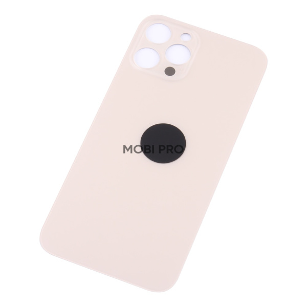 Задняя крышка для iPhone 12 Pro Max Золото (стекло, широкий вырез под камеру, логотип) - Премиум