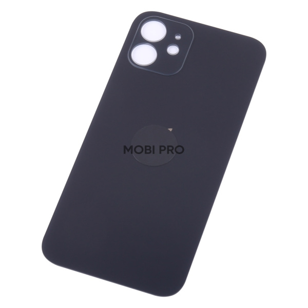 Задняя крышка для iPhone 12 Черный (стекло, широкий вырез под камеру, логотип) Задняя крышка для iPhone 12 Черный (стекло, широкий вырез под камеру, логотип)