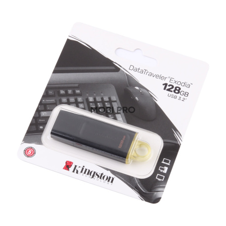 USB-флеш (USB 3.2) 128GB Kingston DataTraveler Exodia Черный