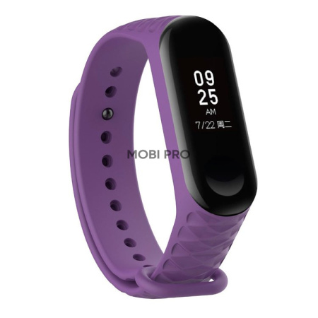 Ремешок - для "Xiaomi Mi Band 3/Mi Band 4" силиконовый Рельеф (purple)