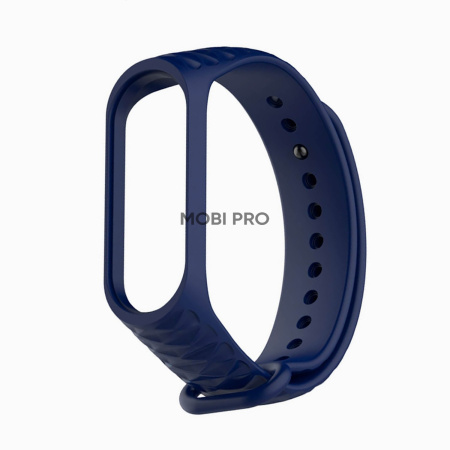 Ремешок - для "Xiaomi Mi Band 3/Mi Band 4" силиконовый Рельеф (blue)