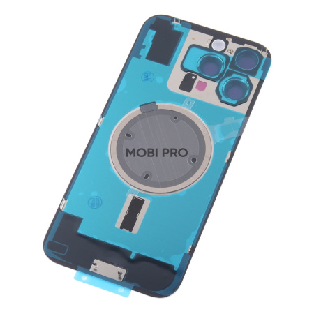 Задняя крышка для iPhone 16 Pro Max в сборе со стеклом камеры Белый (стекло, монолит, MagSafe, логотип) - Премиум