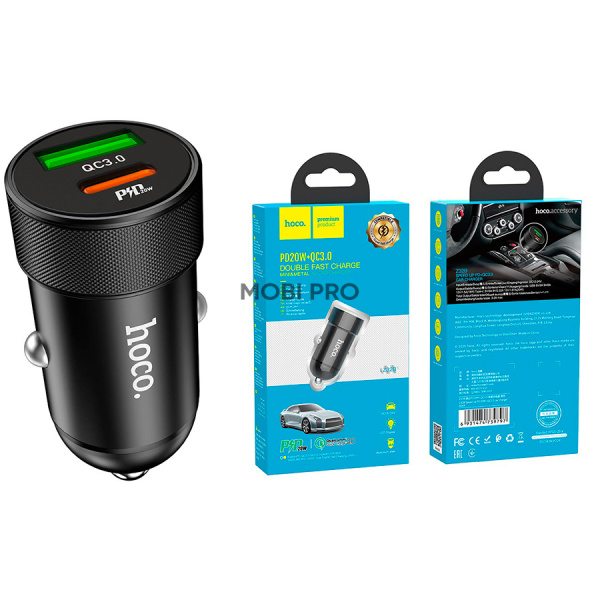 Автомобильное зарядное устройство USB/Type-C Hoco Z32B (20W, QC3.0, PD) Черный Автомобильное зарядное устройство USB/Type-C Hoco Z32B (20W, QC3.0, PD) Черный