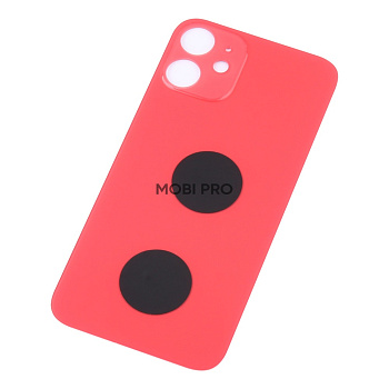 Задняя крышка для iPhone 12 mini (A2399) Красный (стекло, монолит, широкий вырез под камеру, логотип) - Премиум