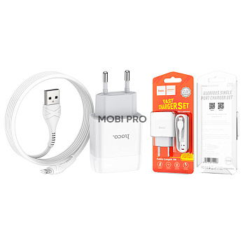 Сетевое зарядное устройство USB Hoco C72A (10.5W, кабель Lightning) Белый Сетевое зарядное устройство USB Hoco C72A (10.5W, кабель Lightning) Белый