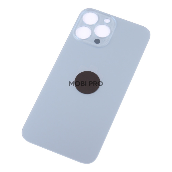 Задняя крышка для iPhone 13 Pro Max Голубой (стекло, широкий вырез под камеру, логотип) - Премиум Задняя крышка для iPhone 13 Pro Max Голубой (стекло, широкий вырез под камеру, логотип) - Премиум