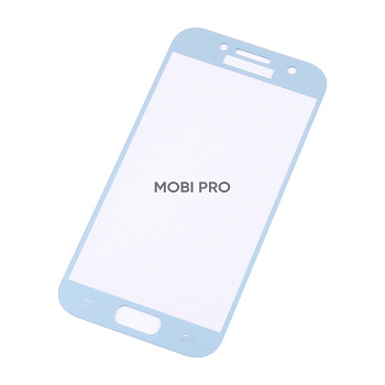 Защитное стекло "Полное покрытие" для Samsung A3 2017 (A320F) Голубой