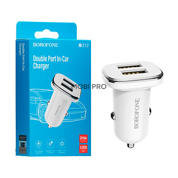 Автомобильное зарядное устройство USB Borofone BZ12 (12W, 2 порта) Белый Автомобильное зарядное устройство USB Borofone BZ12 (12W, 2 порта) Белый