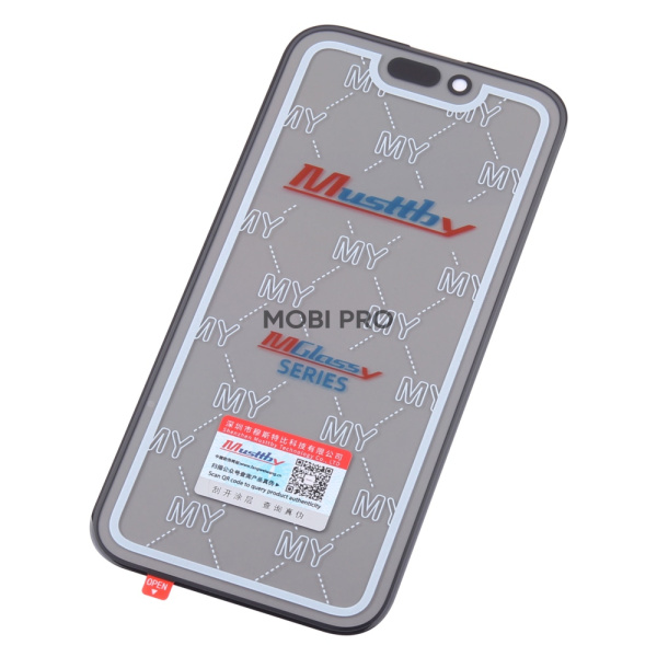 Стекло для переклейки MUSTTBY iPhone 15 Pro в сборе с OCA и поляризационной пленкой Черный