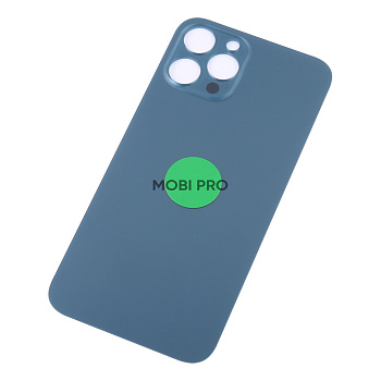 Задняя крышка для iPhone 12 Pro Max Синий (стекло, широкий вырез под камеру, логотип) - Премиум Задняя крышка для iPhone 12 Pro Max Синий (стекло, широкий вырез под камеру, логотип) - Премиум