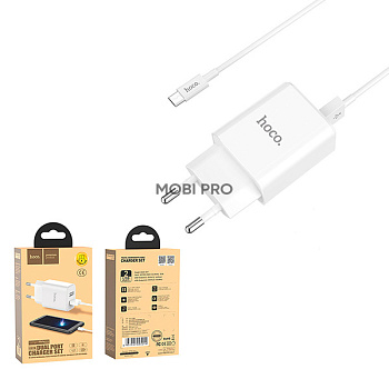 Сетевое зарядное устройство USB Hoco C62A (10.5W, 2 порта, кабель MicroUSB) Белый Сетевое зарядное устройство USB Hoco C62A (10.5W, 2 порта, кабель MicroUSB) Белый