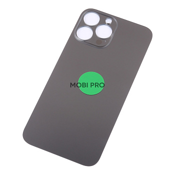 Задняя крышка для iPhone 13 Pro Max Серый (стекло, широкий вырез под камеру, логотип) - Премиум Задняя крышка для iPhone 13 Pro Max Серый (стекло, широкий вырез под камеру, логотип) - Премиум