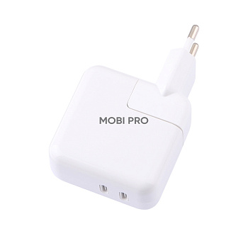 Сетевое зарядное устройство Type-C для iPhone 15/15 Plus/15 Pro/15 Pro Max/16/16 Plus/16 Pro/16 Pro Max (50W, PD, 2 порта) Белый