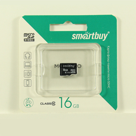 Карта памяти MicroSDHC 16GB Class 10 Smartbuy UHS-I + SD адаптер