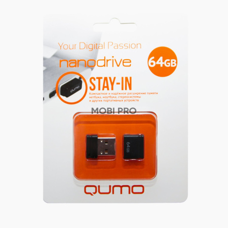 Флэш накопитель USB 64 Гб Qumo Nanodrive (black)