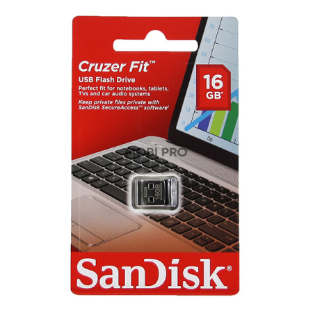 USB-флеш (USB 2.0) 16GB SanDisk Cruzer Fit Черный ( без колпачка )