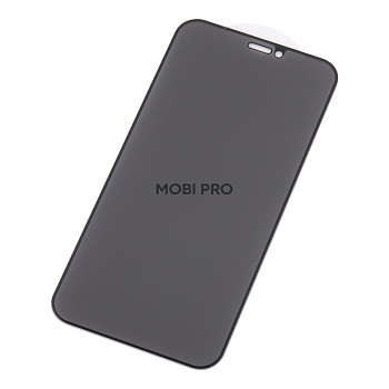 Защитное стекло "Антишпион" для iPhone 12 mini Черный (Закалённое, полное покрытие)