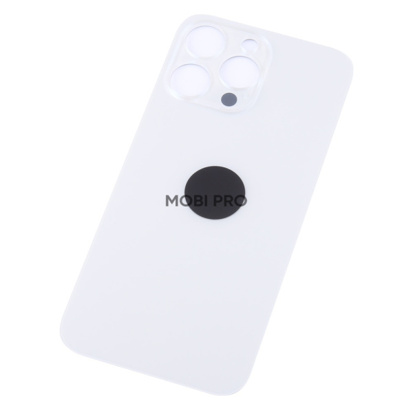 Задняя крышка для iPhone 14 Pro Max Белый  (стекло, широкий вырез под камеру, логотип) - Премиум Задняя крышка для iPhone 14 Pro Max Белый  (стекло, широкий вырез под камеру, логотип) - Премиум